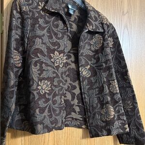 Floral Patterned Brown Jacket